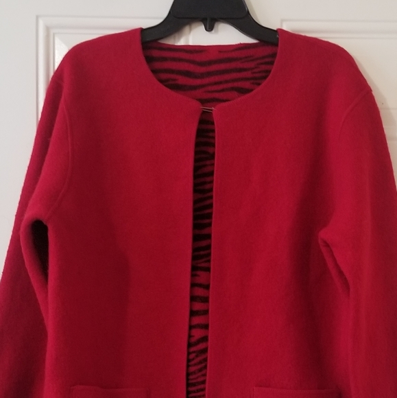 Unbranded Boiled Wool Reversible Cardigan Jacket Sz L - Picture 10 of 16